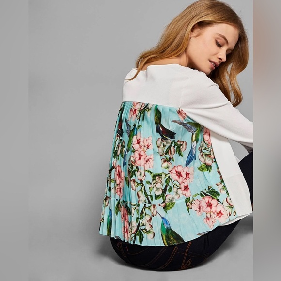 Ted Baker Ferliss Nectar Back-Pleat cherry blossom and bird Cardigan 2 - Picture 1 of 7